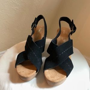 Tom's Ibiza sandal black suede size 9 worn once